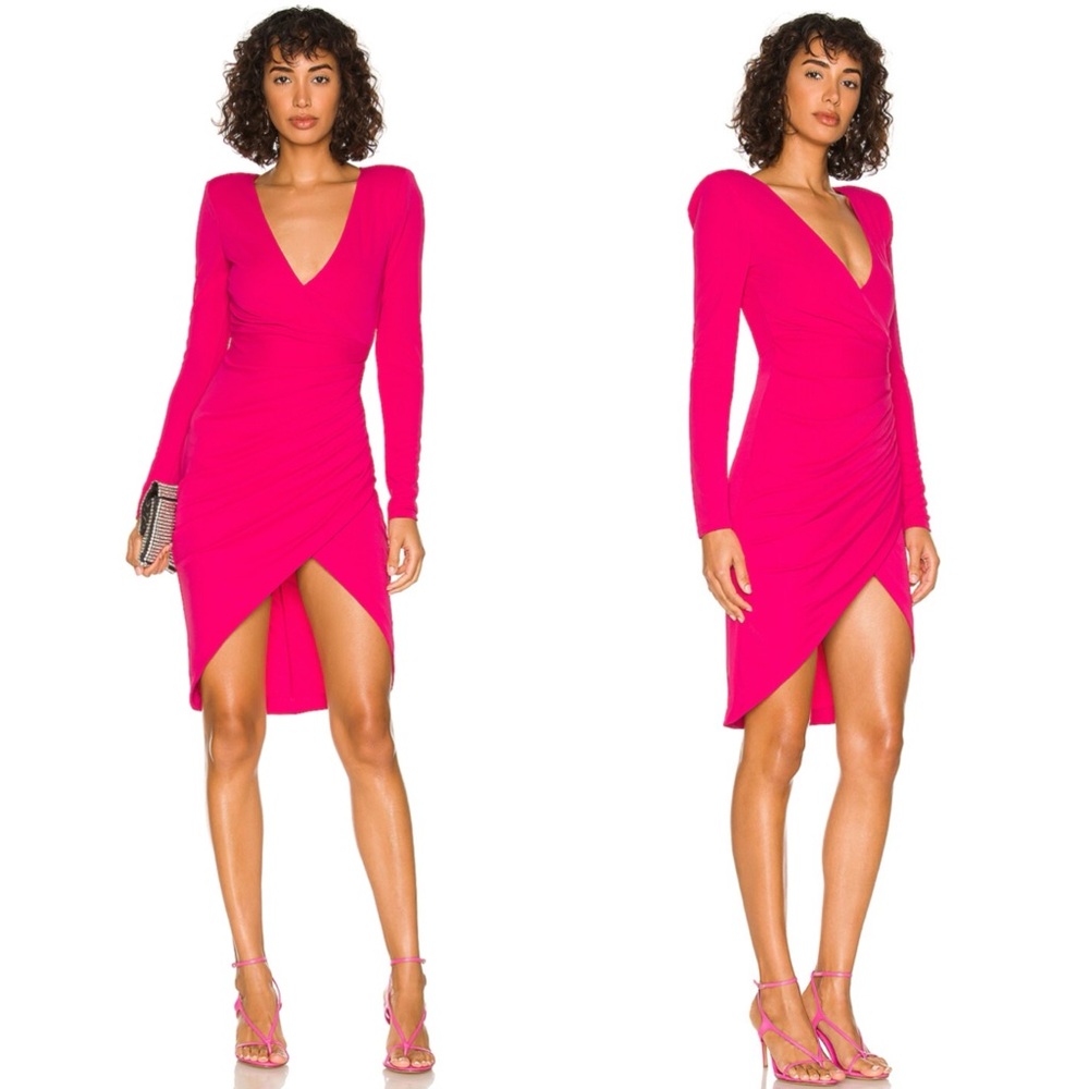 Revolve‎ NBD Kaylani Fuschia Pink Wrap Long Sleeve Mini Dress Small
